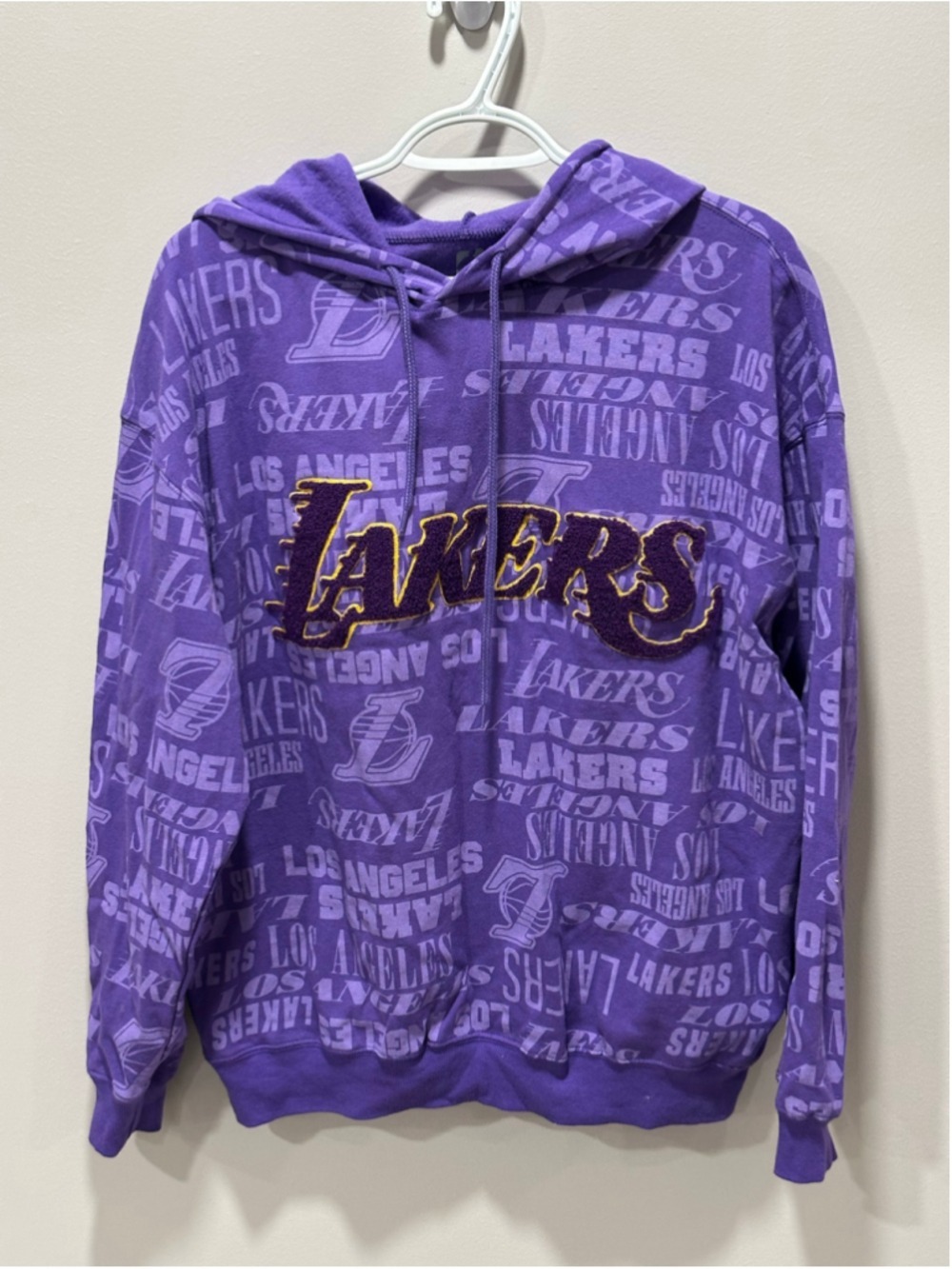 Men's NBA Los Angeles Lakers Hoodie Sweatshirt Purple Yellow Size L